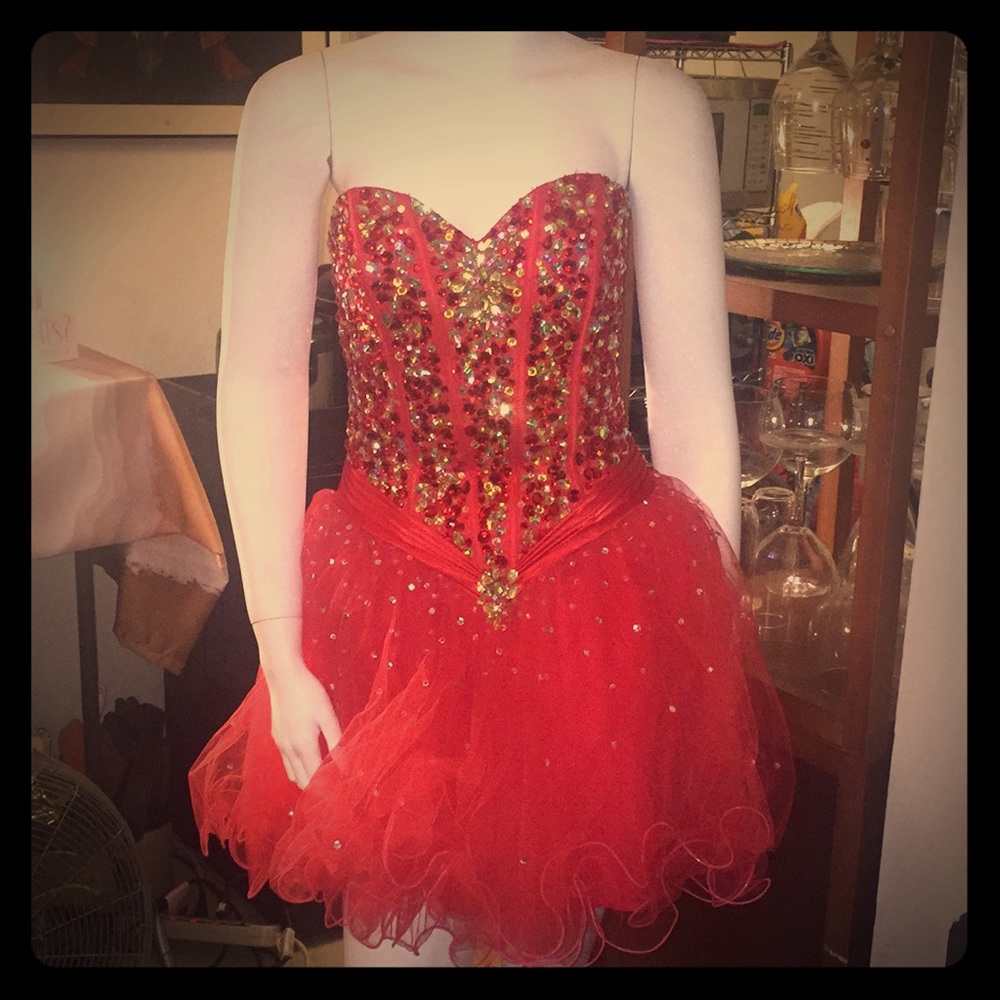 MoriLee Strapless 🍹Dress Corset Tulle Skirt Sz 10